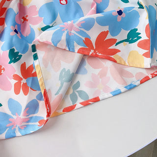صيف جديد floral بنات' فستان with bubble أكمام، baby بنات' أكمام قصيرةd كاجوال فستان