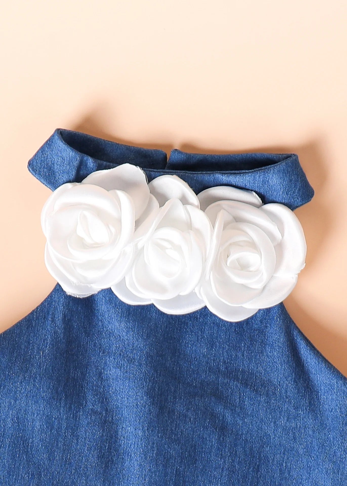 صيف جديد بنت كاجوال طقم قطعتين solid color three-dimensional flower jacket جيب shoulder hanging neck