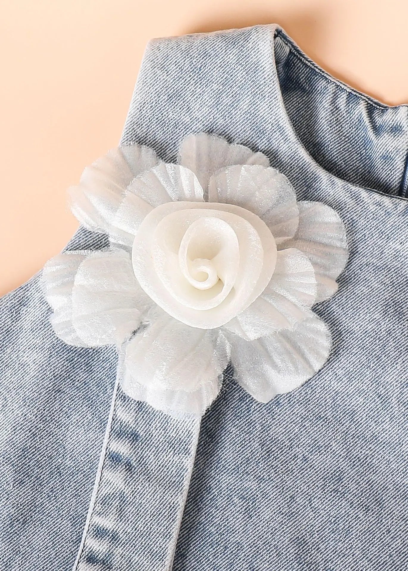 صيف جديد بنت بدلة snowflake دينم cut كم flower فستان hanging bag طقم قطعتين