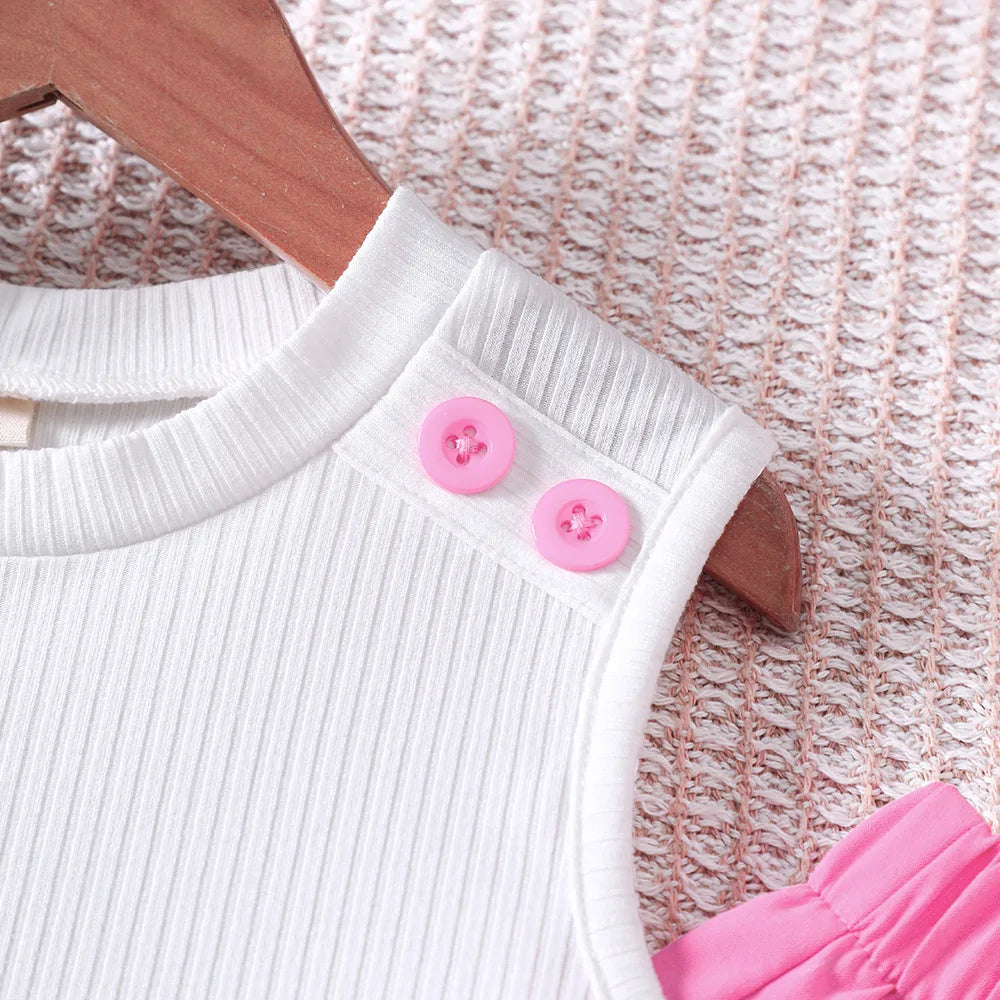 صيف جديد بنات' طقم، بنات' صيف بدون أكمام فيست، seven piece pants طقم قطعتين