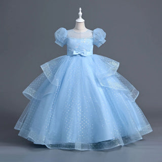 صيف أميرة فستان for بنات one-year-old small host banquet wedding gown with o-neck collar and طويل ستايل