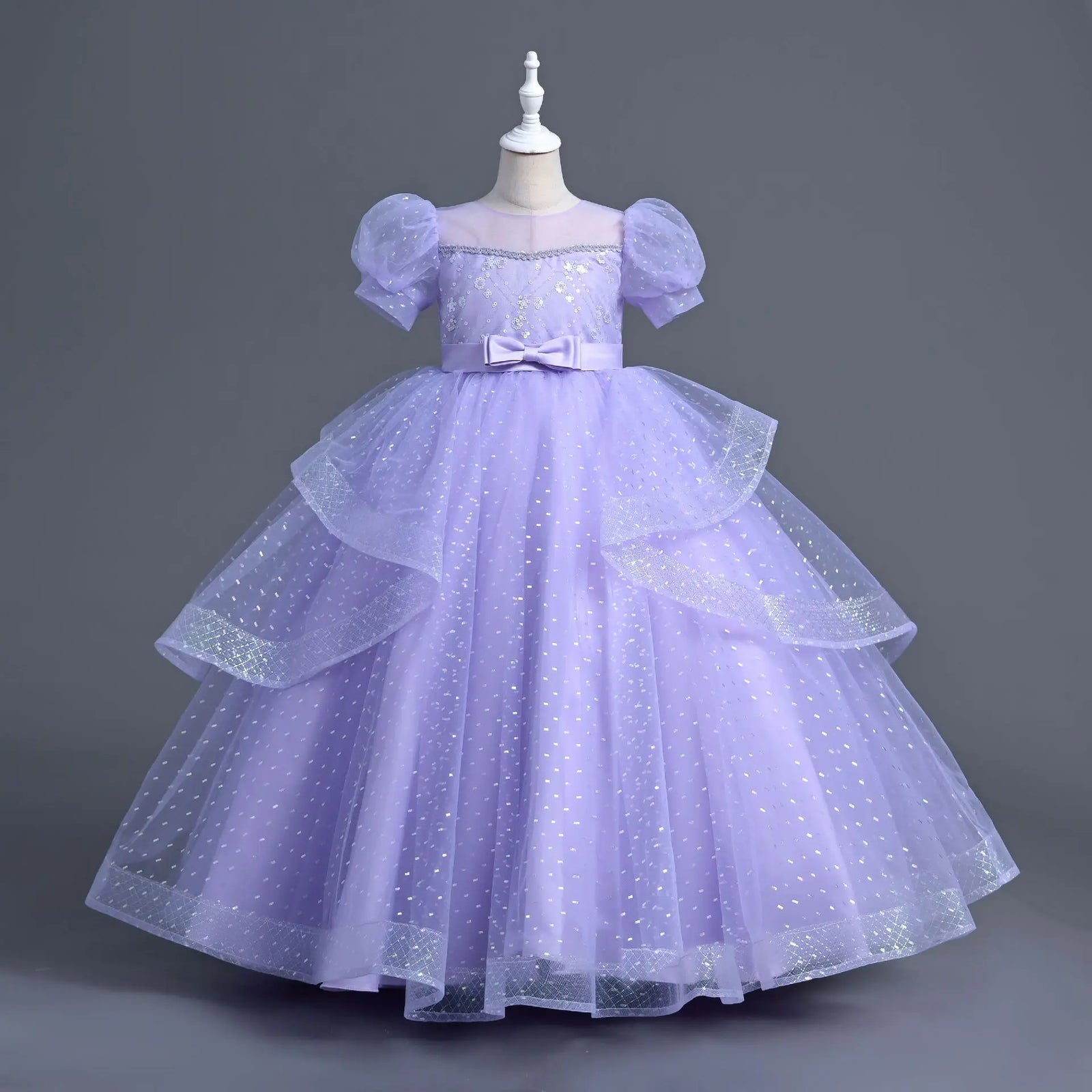 صيف أميرة فستان for بنات one-year-old small host banquet wedding gown with o-neck collar and طويل ستايل