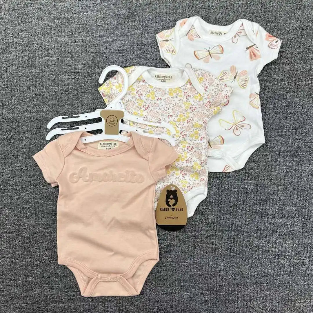 صيف أكمام قصيرة baby جمبسوت for أولاد and بنات three-piece cotton بدلة with printed pattern