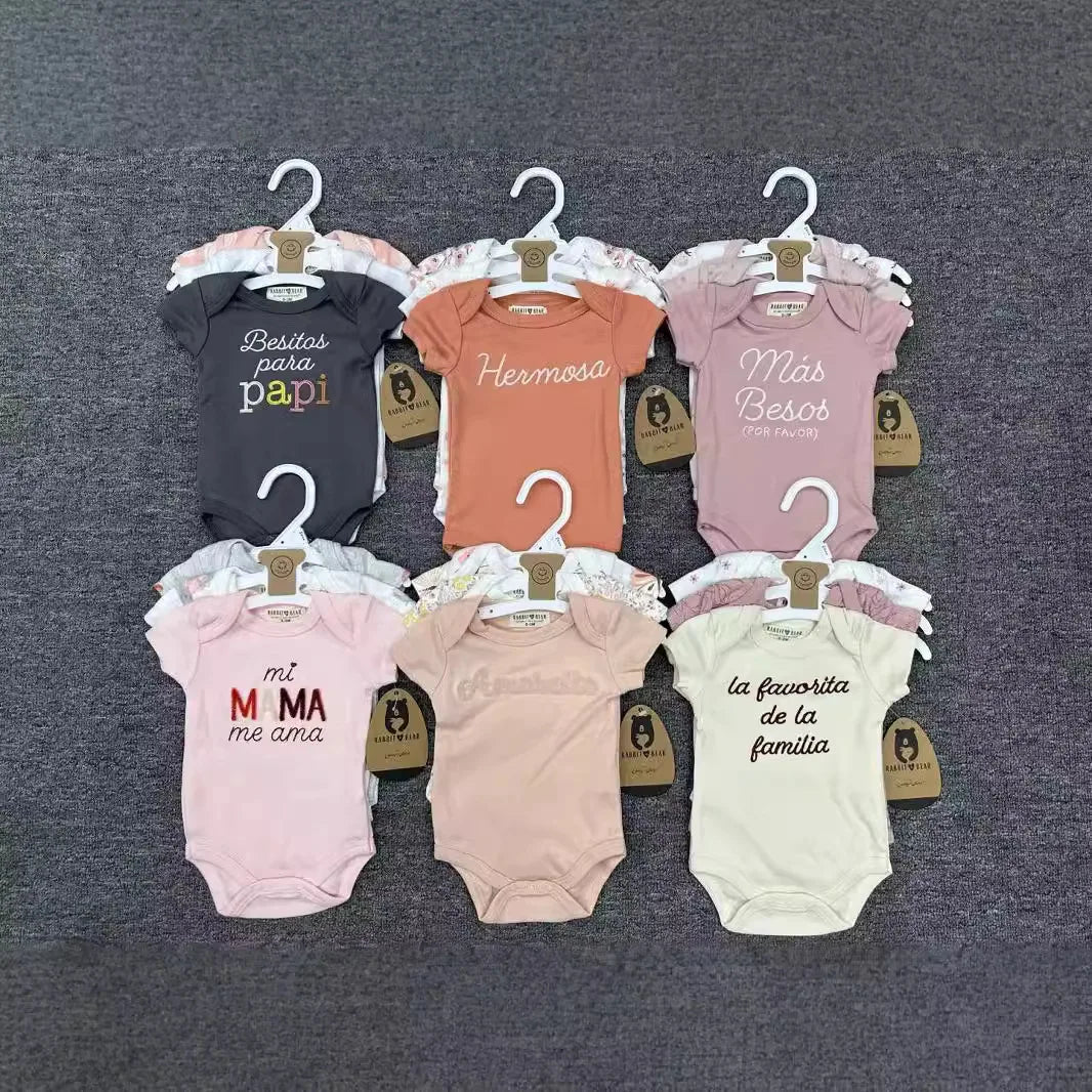 صيف أكمام قصيرة baby جمبسوت for أولاد and بنات three-piece cotton بدلة with printed pattern