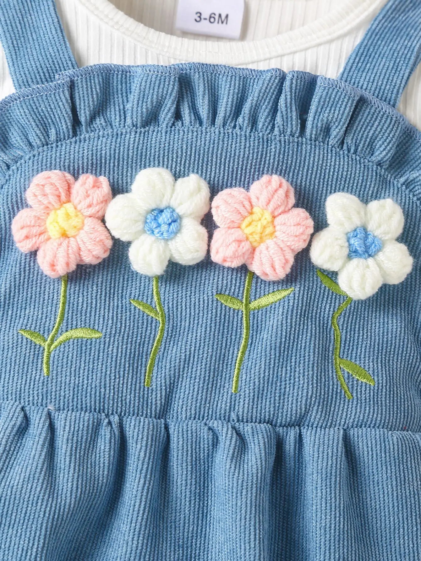 sweet baby بنت قطعة واحدة waffle three-dimensional flower hat cotton clothing طقم صيف fashion ستايل 2pcs طقم