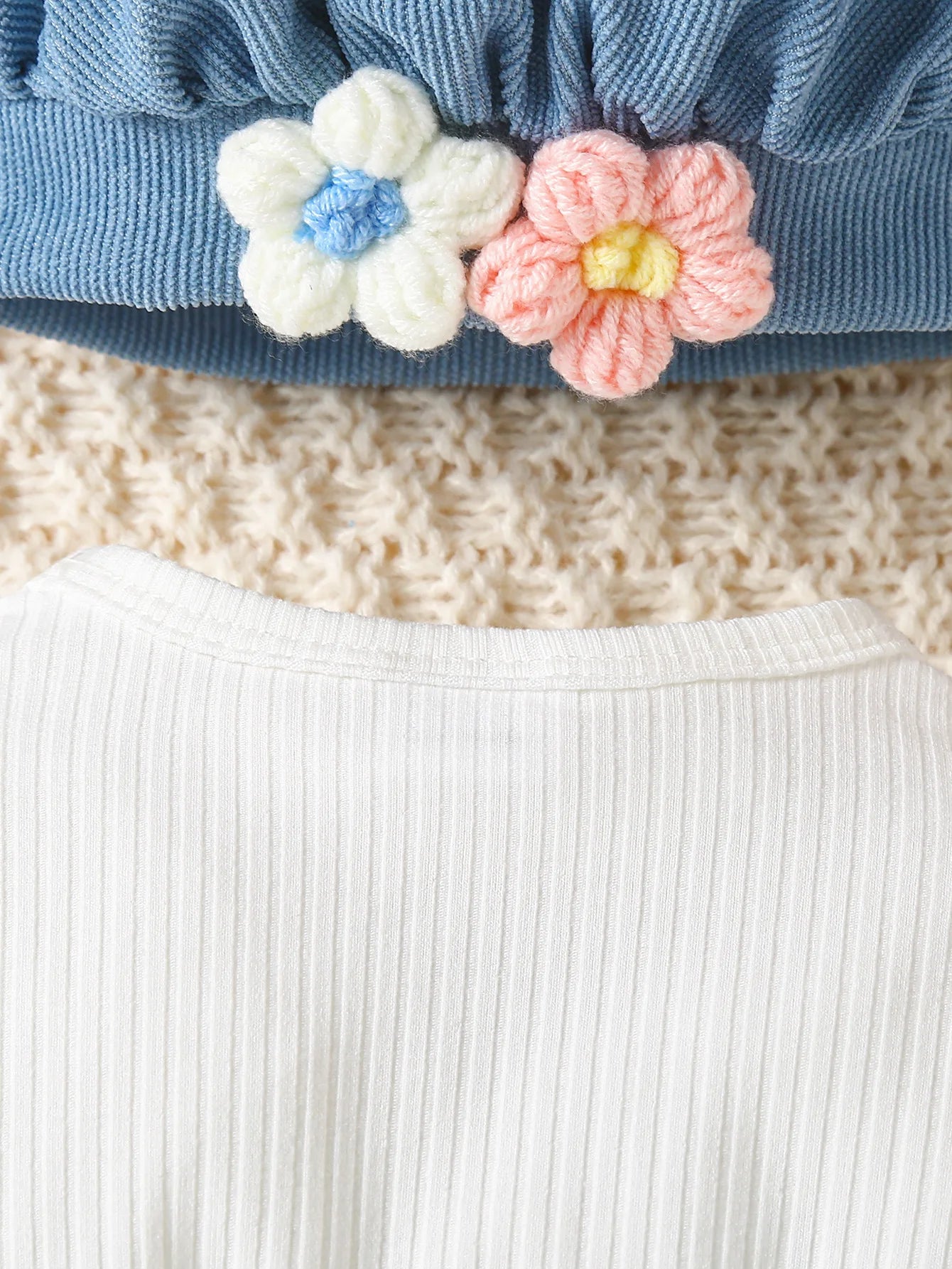 sweet baby بنت قطعة واحدة waffle three-dimensional flower hat cotton clothing طقم صيف fashion ستايل 2pcs طقم