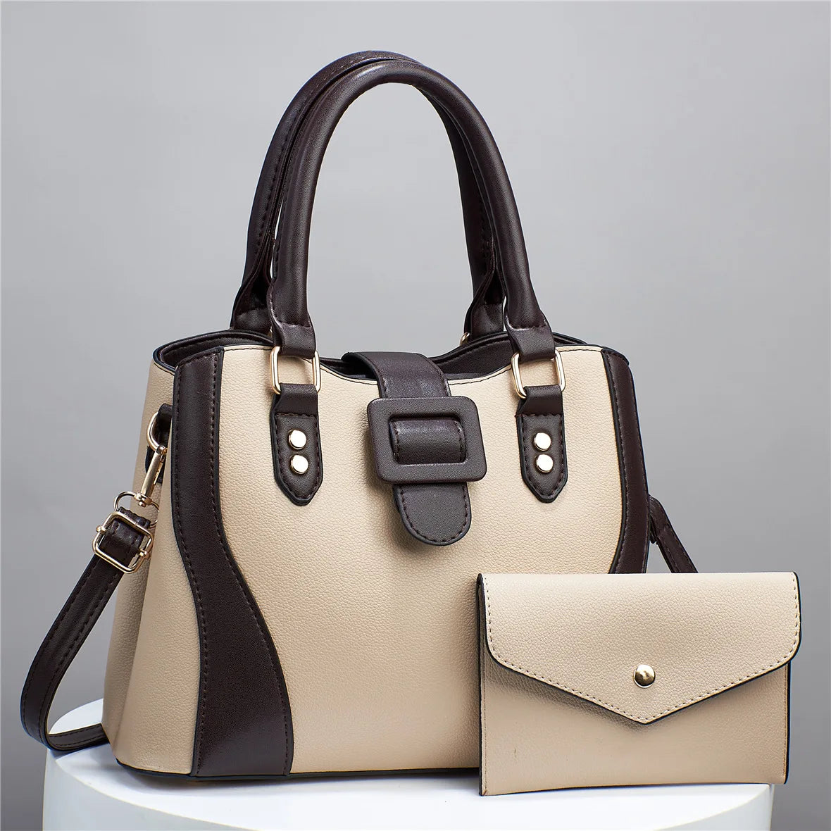 شنطة جلد أنيقة للنساء - Two Piece Set of New Fashionable Retro V