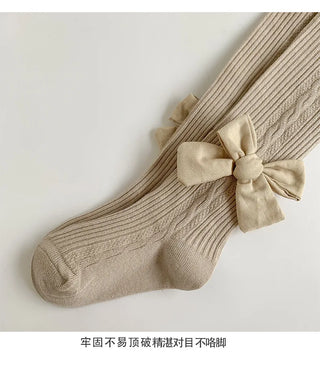 wholesale children's ربيع خريف solid color bow leggings baby bottoms anti-slip knitted technique كاجوال ستايل for بنات