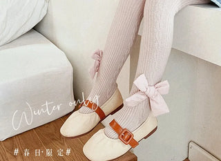 wholesale children's ربيع خريف solid color bow leggings baby bottoms anti-slip knitted technique كاجوال ستايل for بنات