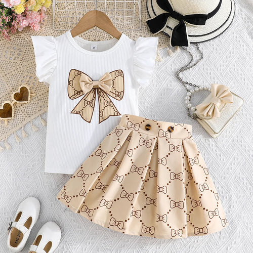 wholesale جديد arrival children أميرة clothes طقم baby بنات أكمام قصيرة توب and جيب two piece