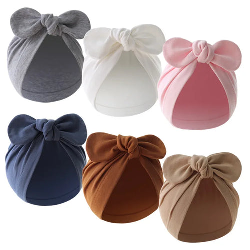 wholesale جديد children's solid color beanie cap rabbit ear pullover ستايل european american baby indian ball cap
