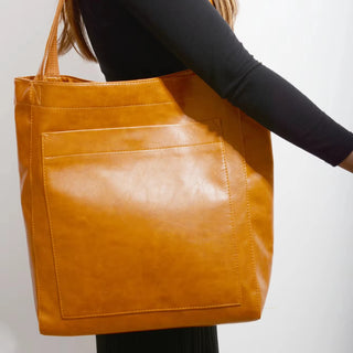 شنطة يد مميزة للنساء - Women's PU Soft Leather Hand Bags Oil Wa