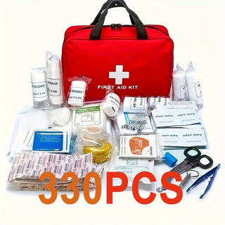 حزمة الإسعافات الأولية المكونة من 330 قطعة، مجموعات طبية مدمجة عالية الجودة لأي حالات طوارئ، مثالية للمنزل، المكتب، السيارة، السفر، التخييم، التنزه