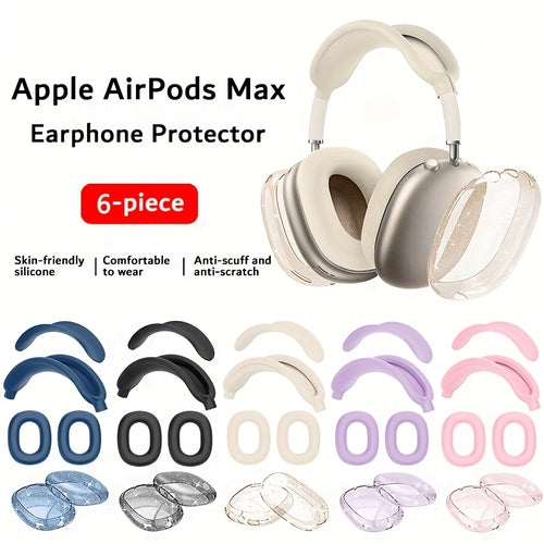حافظة سماعات لسماعات Apple AirPods Max - حافظة TPU مقاومة للغبار والسقوط مع لمعان + غطاء رباط رأس سيليكون + غطاء شعاع الصوت + غطاء قبعة الأذن