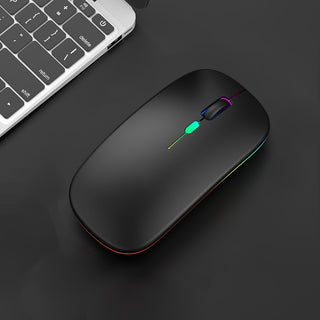 فأرة لاسلكية، فأرة رفيعة قابلة لإعادة الشحن صامتة، فأرة كمبيوتر LED مع وضع مزدوج، متوافقة مع iPad، الكمبيوتر المحمول، الكمبيوتر الشخصي، ماك، ويندوز، iOS