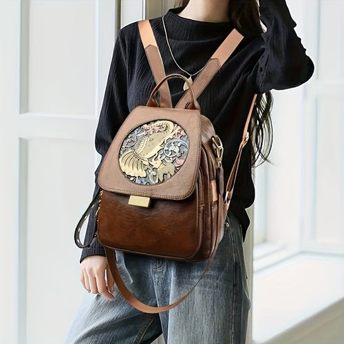 حقيبة ظهر XY BAG للنساء بأسلوب عرقي أنيق مضادة للسرقة - نمط شيك، بوهيمي، سعة كبيرة، أحزمة كتف قابلة للتعديل، تفاصيل شراشيب، مادة PU، مثالية للسفر والاستخدام اليومي
