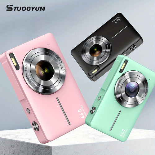 كاميرا رقمية قابلة لإعادة الشحن من STUOGYUM DC403 مع تكبير 16X، كاميرا 1080P 44MP - حجم صغير، شاشة OLED، شحن USB للمبتدئين في التصوير الفوتوغرافي، رؤية مباشرة، احترافي
