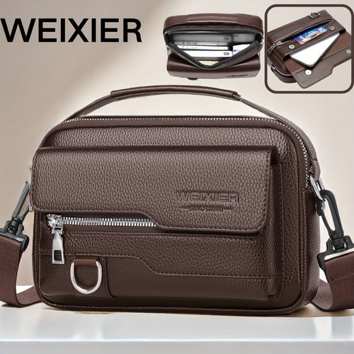 حقيبة كروس بودي WEIXIER بتصميم رجعي - سعة كبيرة، قماش PU، جيوب متعددة، حزام قابل للتعديل، مثالية للعمل والمدرسة والتنقل والتسوق - هدية مثالية للأصدقاء والعائلة، حقيبة كروس بودي يومية | تصميم بسيط | إغلاق بسحاب متين، حقيبة كروس بودي