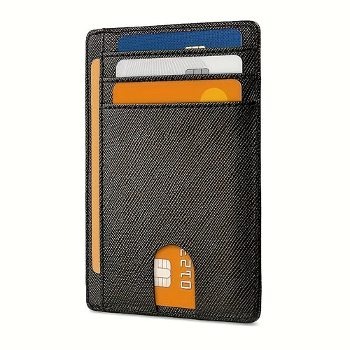 محفظة واحدة بتصميم رفيع للغاية ومقاومة لتقنية RFID - حامل بطاقات من الجلد الصناعي بتصميم منبثق، محفظة أمامية بسيطة باللون الأسود للرجال والنساء، مثالية كهدية في عيد الأب، عيد الشكر، عيد الميلاد، محفظة يومية | محفظة بسيطة | محفظة متينة