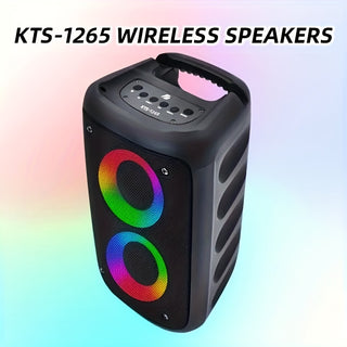 مكبر صوت لاسلكي WzerTknv مع مضخم صوت - 5.2 قناة صوت محيطي، إضاءة RGB، بطاقة TF وأUX/لاسلكي، قابل لإعادة الشحن، ستيريو محمول خارجي للمشغلات الموسيقية، أسود، صوت خارجي، معدات صوتية حديثة، تصميم أنيق، وظائف تحكم بالزر