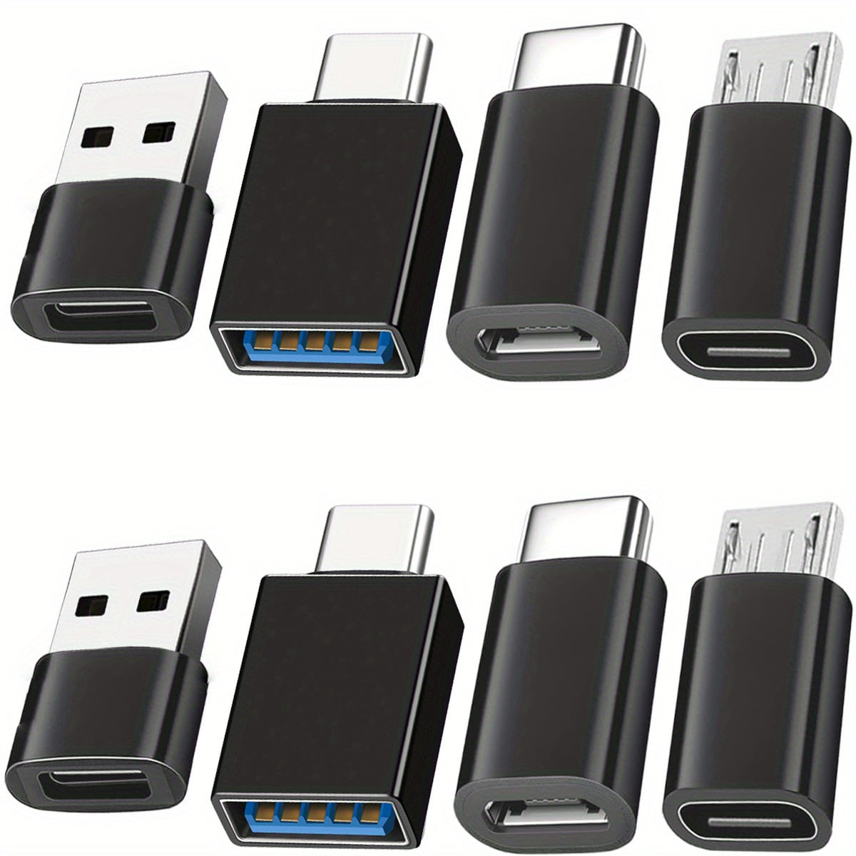 8 قطع محول من USB إلى USB C، محول أنثى من نوع USB Type C إلى ذكر USB، موصل تحويل من Micro USB إلى USB C للابتوب والسيارة والهاتف الذكي وسماعة الرأس والحاسوب