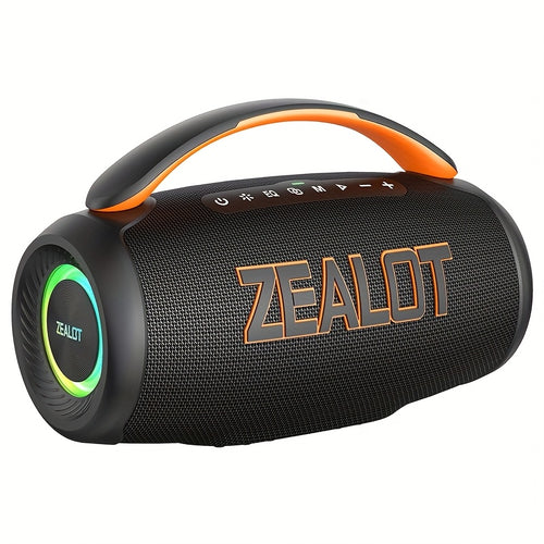 ZEALOT P12 سماعة لاسلكية 60W مع مقبض، عمر بطارية طويل، IPX5 عالي الجودة، أضواء RGB، وضع EQ، إقران TWS، باس قوي. مثالية للاستخدام الداخلي والخارجي للمنزل، السيارة، التخييم