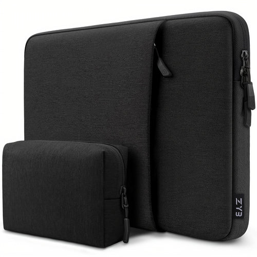 حافظة كمبيوتر محمول متوافقة مع MacBook Air Pro 13 14 M1 M2 M3 2012-2023، MacBook Air 15 M2 2023، MacBook Pro 16 M1 M2 M3 M4 2021-2024، للنوت بوك بقياس 13.5 14 15 16 إنش، حقيبة حماية مع جيب لتخزين الملحقات، أسود