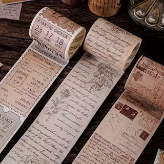 1 لفة شريط واشي ديكوري مستوحى من العصر الفيكتوري، شريط ورقي ذاتي اللصق بتصميمات زهور وأحرف، مثالي للصناعات اليدوية والكتب الصغيرة وألبومات الصور، سلسلة ريترو أوروبية وأمريكية لفة ملصقات لاصقة