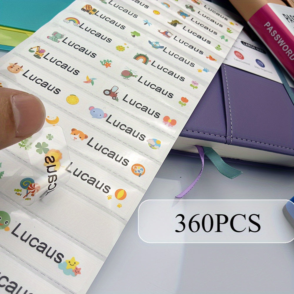 40/80/120/160/240/360 قطعة من ملصقات الاسم المخصصة، ملصقات لاصقة مقاومة للماء، ملصقات اسم للمدرسة والمكتب