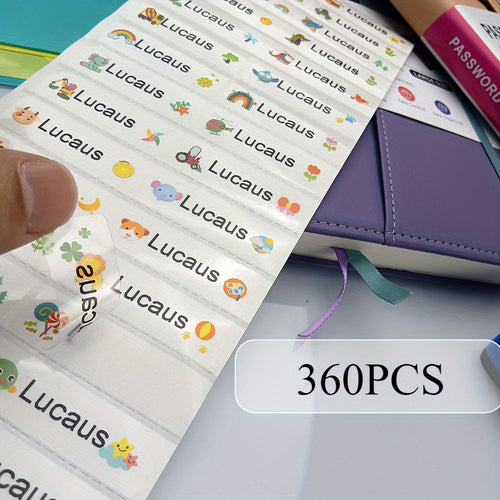 40/80/120/160/240/360 قطعة من ملصقات الاسم المخصصة، ملصقات لاصقة مقاومة للماء، ملصقات اسم للمدرسة والمكتب