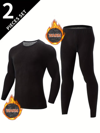 2 Pieces Men's Thermal Underwear Set For Autumn/Winter - Slim Fit Long Sleeve Top And Bottom - Soft, Comfortable, And Warm
