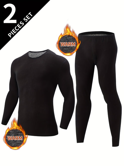 2 Pieces Men's Thermal Underwear Set For Autumn/Winter - Slim Fit Long Sleeve Top And Bottom - Soft, Comfortable, And Warm