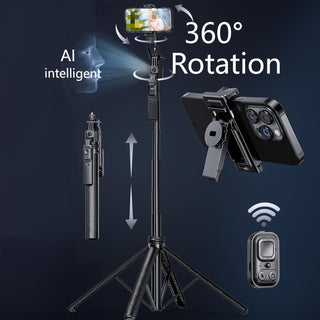 مثبت تتبع الوجه ، مثبت تتبع تلقائي 360 درجة ، مثبت هاتف ذكي قابل للتمديد ، عاصي تتبع الوجه والجسم الذكي ، عاصي تتبع الوجه الذاتي لمحمول أندرويد / iOS