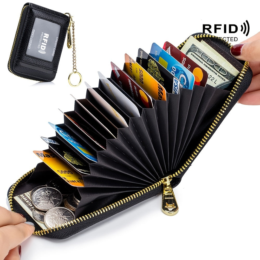 حامل بطاقة ائتمان RFID ، محفظة عادية متعددة الأجزاء ، حافظة بطاقات بسحاب بسيط