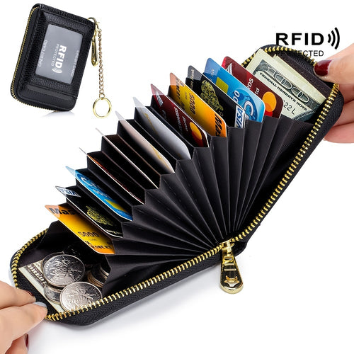 حامل بطاقة ائتمان RFID ، محفظة عادية متعددة الأجزاء ، حافظة بطاقات بسحاب بسيط