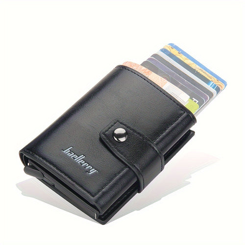 محفظة RFID | 14 فتحة للبطاقات، مضادة للسرقة وإزالة المغناطيسية بأسلوب بسيط مع إغلاق بالضغط لتنظيم البطاقات