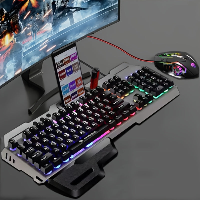 مجموعة لوحة مفاتيح وماوس للألعاب بسلك ROG 2 قطع، لوحة مفاتيح ميكانيكية بإضاءة خلفية USB/قوس قزح وماوس قابل للتعديل DPI للكمبيوتر المحمول، PS4، PS5، Xbox
