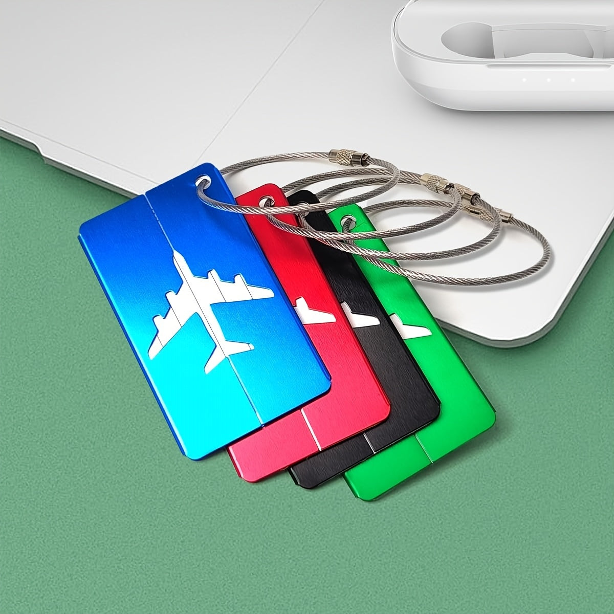 [4 عبوات] بطاقات تعريف السفر مع حافظة بطاقة العمل - محددات أمتعة معدنية من الألمنيوم لحقائبك
